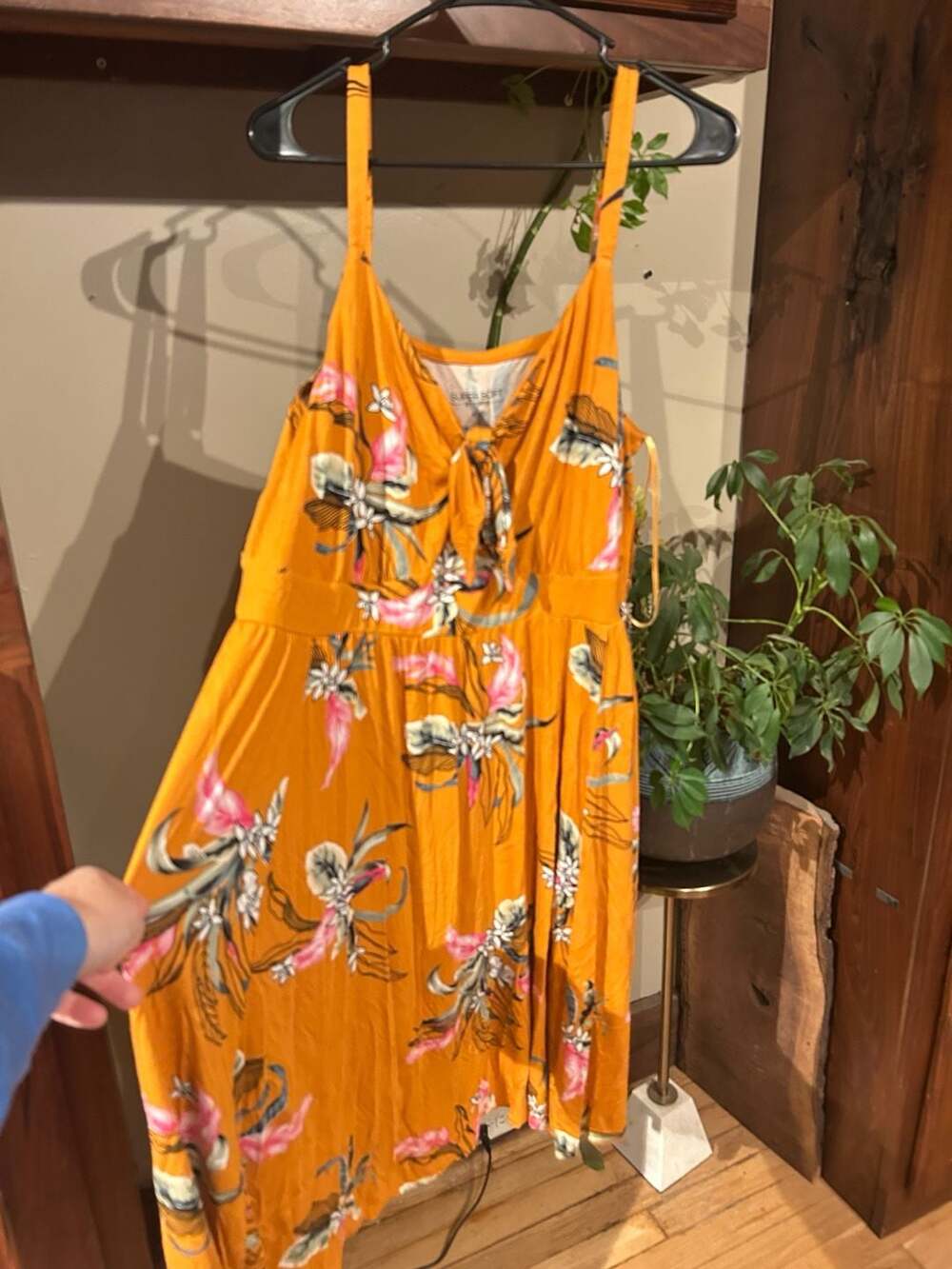 Torrid Super Soft Tie Front Skater Dress Size 3 Yellow Floral